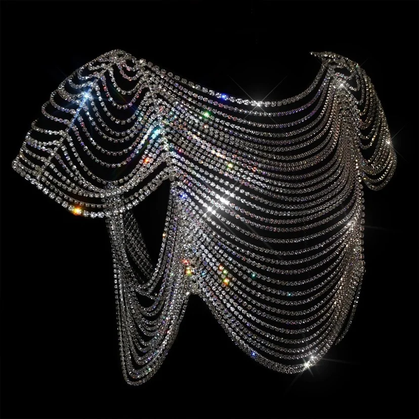 

Sexy women party girl performance wear Sparkly Luxury Lingerie Rhinestone body chain Gothic body chains
