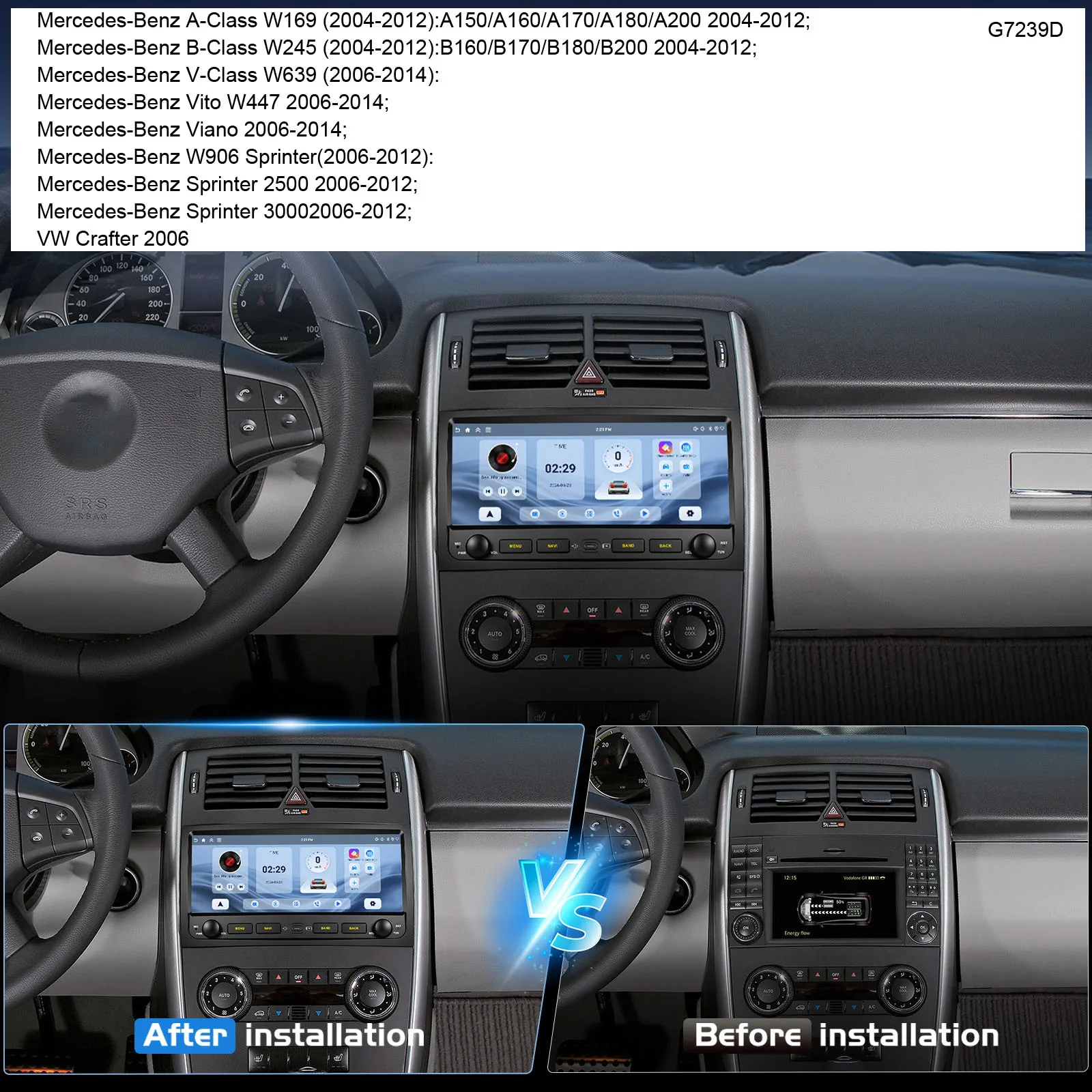 Android Car radio Carpaly GPS Navigation HD Reverse camera For Mercedes-Benz Viano Vito Bus Mixto Van W639 109 110 111 112 119