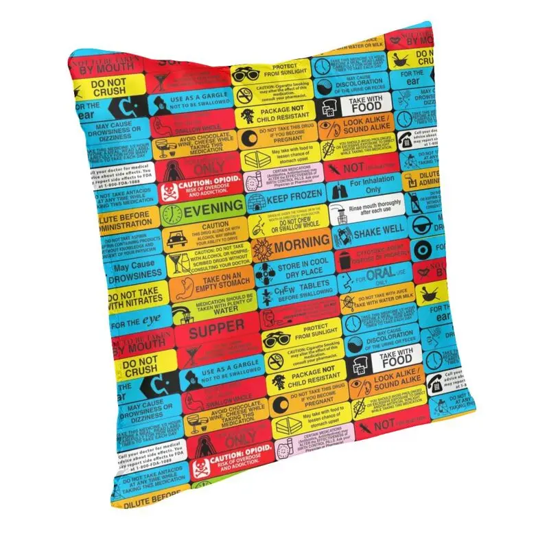 Prescription Warning Labels Pillow Covers Home Decoration Doctor Nurse Medicine Nordic Cushion Cover Square Pillowcase