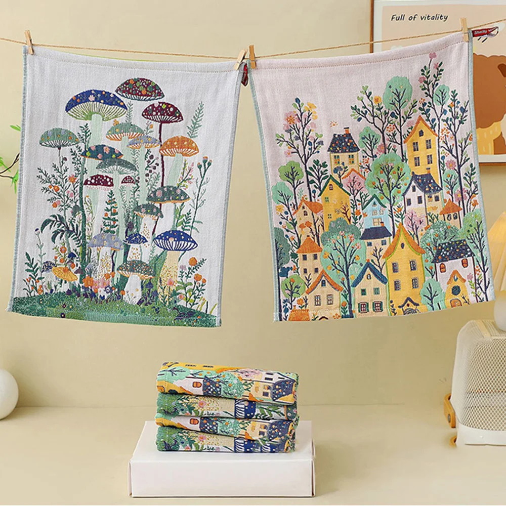 34 x 40 CM Large 4-Layer 100% Pure Cotton Gauze Tea Towel, Decorative Hand Towel for Kitchen Bathroom Home Use