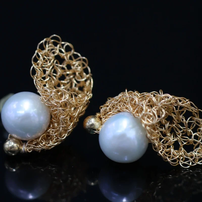 

SGARIT трендовые ювелирные изделия из жемчуга DIY ручная работа геометрические серьги-гвоздики из 14-каратного золота с натуральным пресноводным жемчугом для вечерние украшения