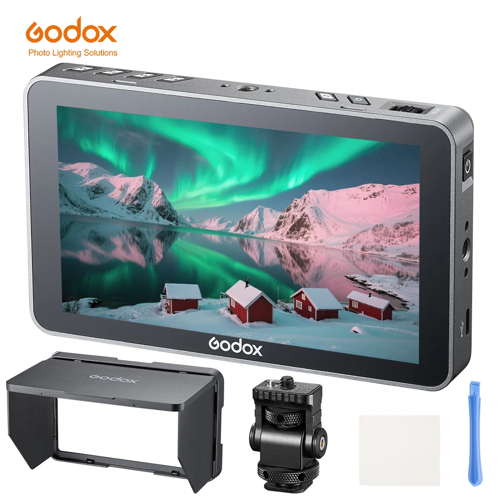 Godox GM6S Pro 5.5 Inch 10W 4K Ultra Bright Camera Monitor DSLR 3D LUT Touch Screen IPS FHD 1920x1080 Video 4K HDM1 Field Monito