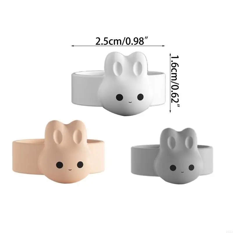 R66d 2pcs Baby Spoon Fixer Ring Cartoon Rabbit Spoon Ring Baby Produit bébé