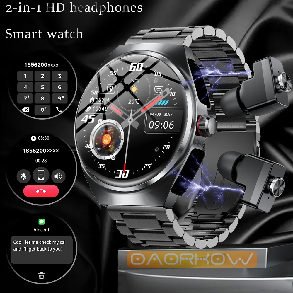 

2025 Смарт-часы 2-в-1 с наушниками NFC Smartwatch TWS Bluetooth-наушники Монитор сердечного ритма и артериального давления Спортивные часы для фитнеса