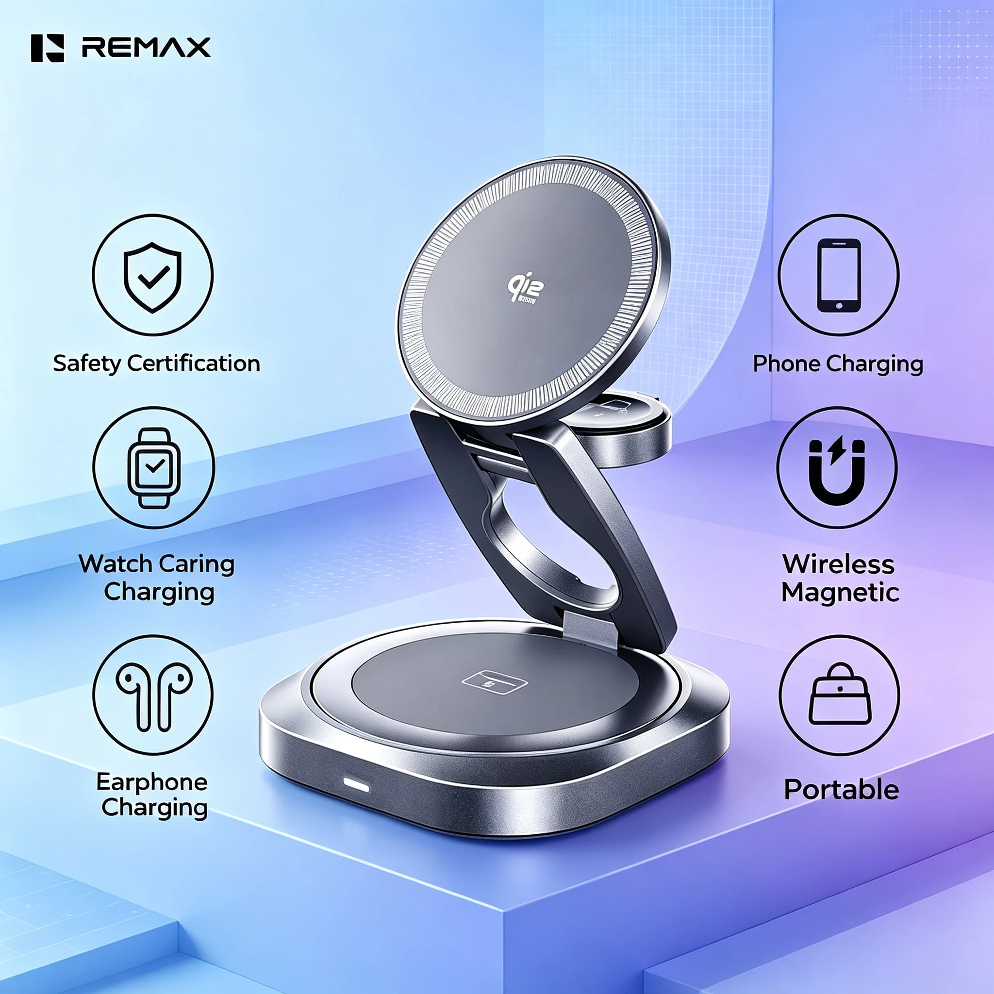 caricatore-wireless-magnetico-pieghevole-remax-qi22-35w-3-in-1-ricarica-rapida-25w-lega-di-zinco-rotazione-a-360°-per-orologio-telefono-e-auricolari