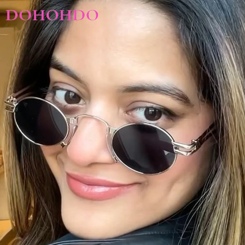 

Punk Metal Round Small Frame Women Sunglasses Cool Luxury Brand Design Fashion Men Sunglass Outdoor Travel Party Shades UV400