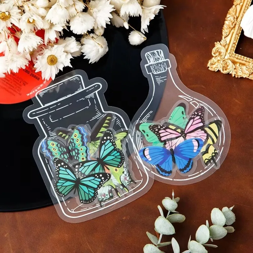 20PCS PET Bottle Shape Bookmark Waterproof Transparent Stationary Bookmark DIY Crafts Bookmark Scrapbook Sticker Plant Samples