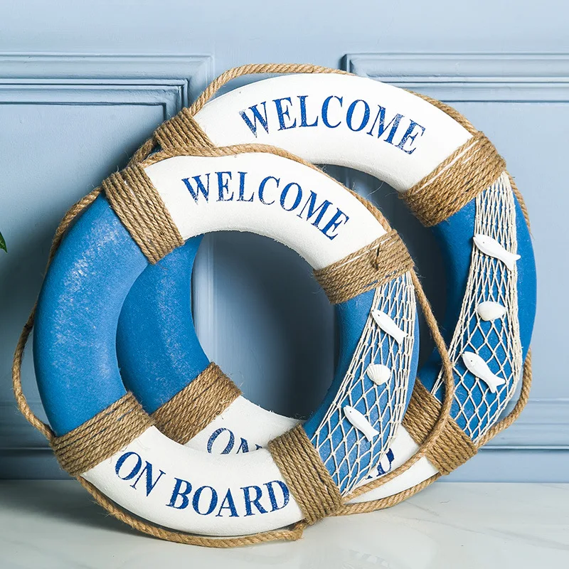 Lifebuoy Wall Hanging Decor Large Life Preserver Ring Decorative Welcome Aboard Mediterranean Style Decoration Nautical Pool view 2