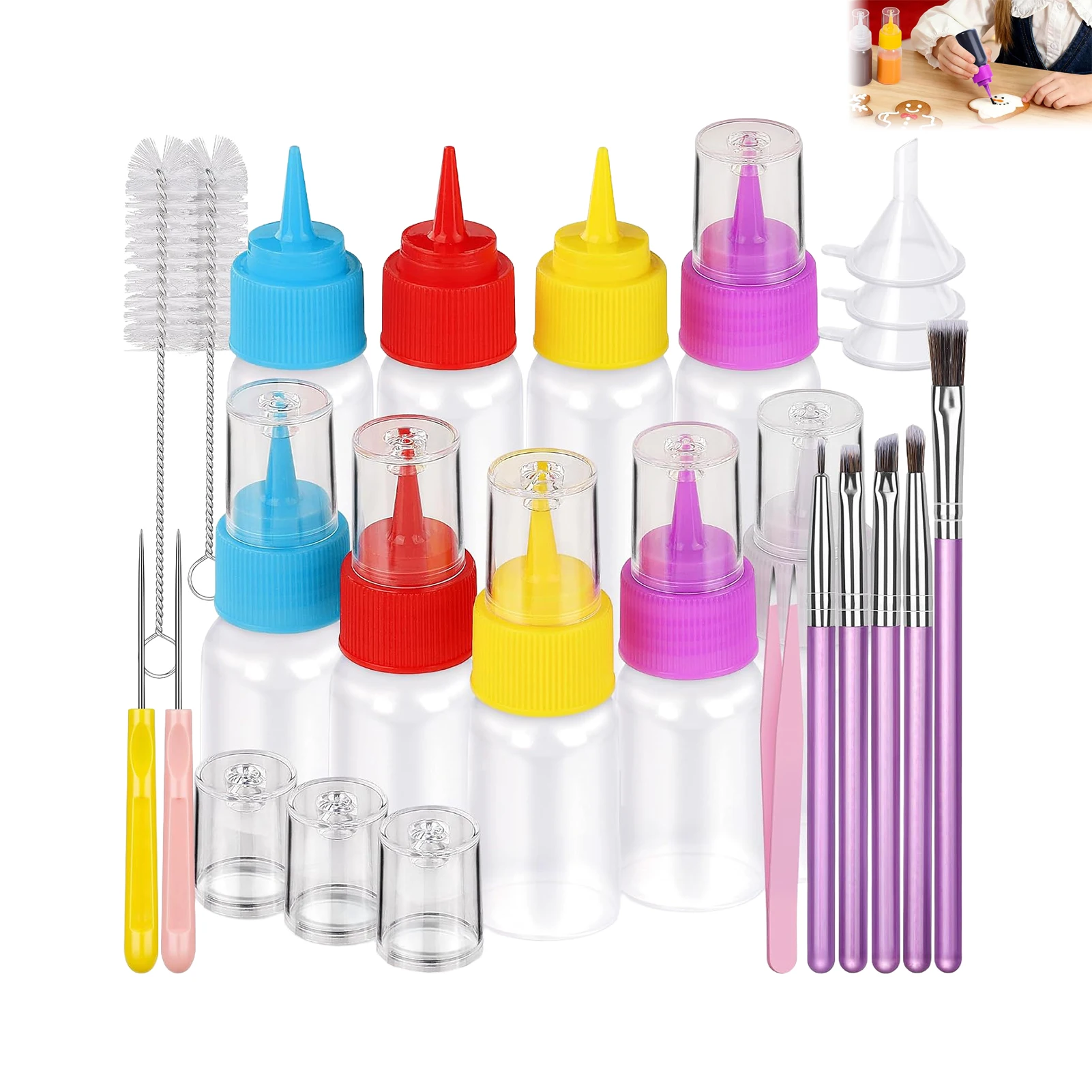 Cookie Decorating Kit Icing Bottle Squeeze Writer Bottles Brush for Cake Decorating Cookie Scribe Multipurpose Baking Tool Set