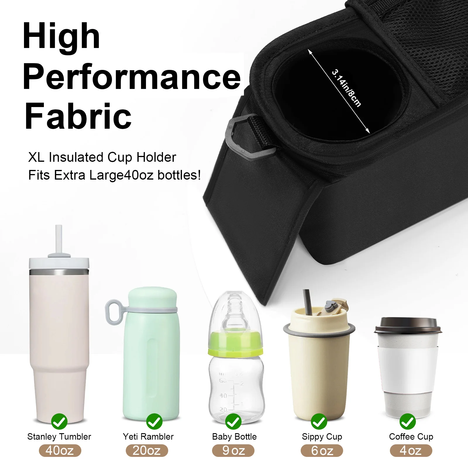 Baby Stroller Organizer Large Capacity Travel Hanging Bag Mummy Bag with Detachable Phone Bag Shoulder Strap Pram Diaper Bags