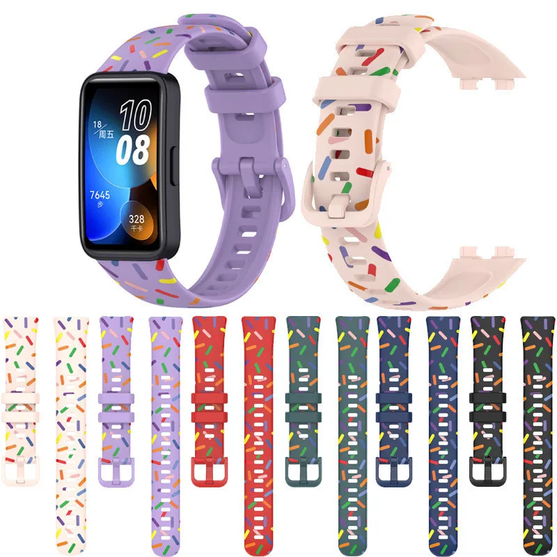 

Силиконовый ремешок с принтом для Huawei Band 6 7 8, Honor Band 6, браслет, ремешок для часов, аксессуары