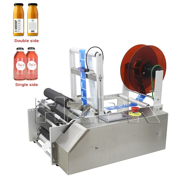 

HZPK пластиковая круглая бутылка для воды, полуавтоматическая передняя и задняя двухсторонняя этикетировочная машина для круглых бутылок