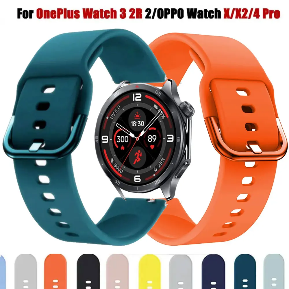 Silicone Strap For Oppo Watch X X2 4Pro OnePlus Watch 2 Sports Replacement Wristband 22mm For Oppo OnePlus Watch 46mm Bracelet