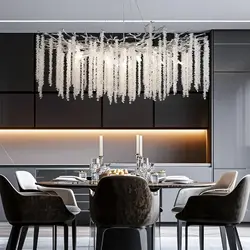 Modern Chrome Ceiling Crystal Chandelier For Dining Room  Long Table Bedroom Living Room Branch Crystal Ceiling Chandelier