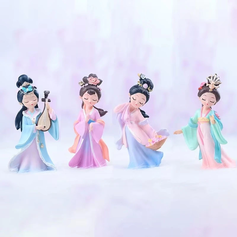 Four Beauties Resin Doll Sculptures Chinese History Celebrated Woman Ancient Traditional Figure Miniature Desktop Decor Ornament