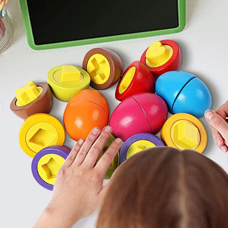 Playtime Matching Eggs Toddler Geometric Matching Eggs With Coordinated Shapes And Colors Sorter Toy For Kids, Toddler and  Boys