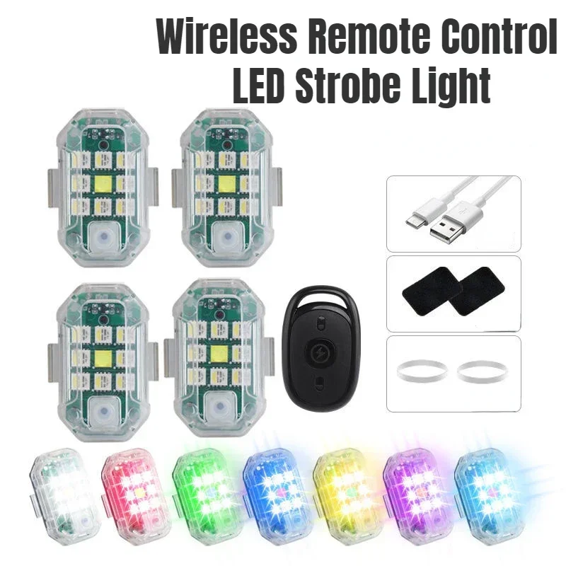 

4x Universal LED Strobe Tail Warning Light - Motorcycle Car Bike Universal Waterproof Strobe Flash Light