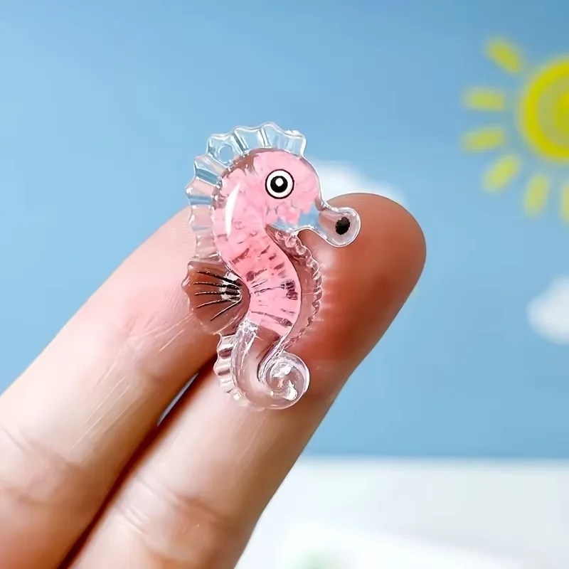 18-Piece Glow-in-the-Dark Ocean Series Seahorse Pendants – Colorful Acrylic Sea Creature Pendants