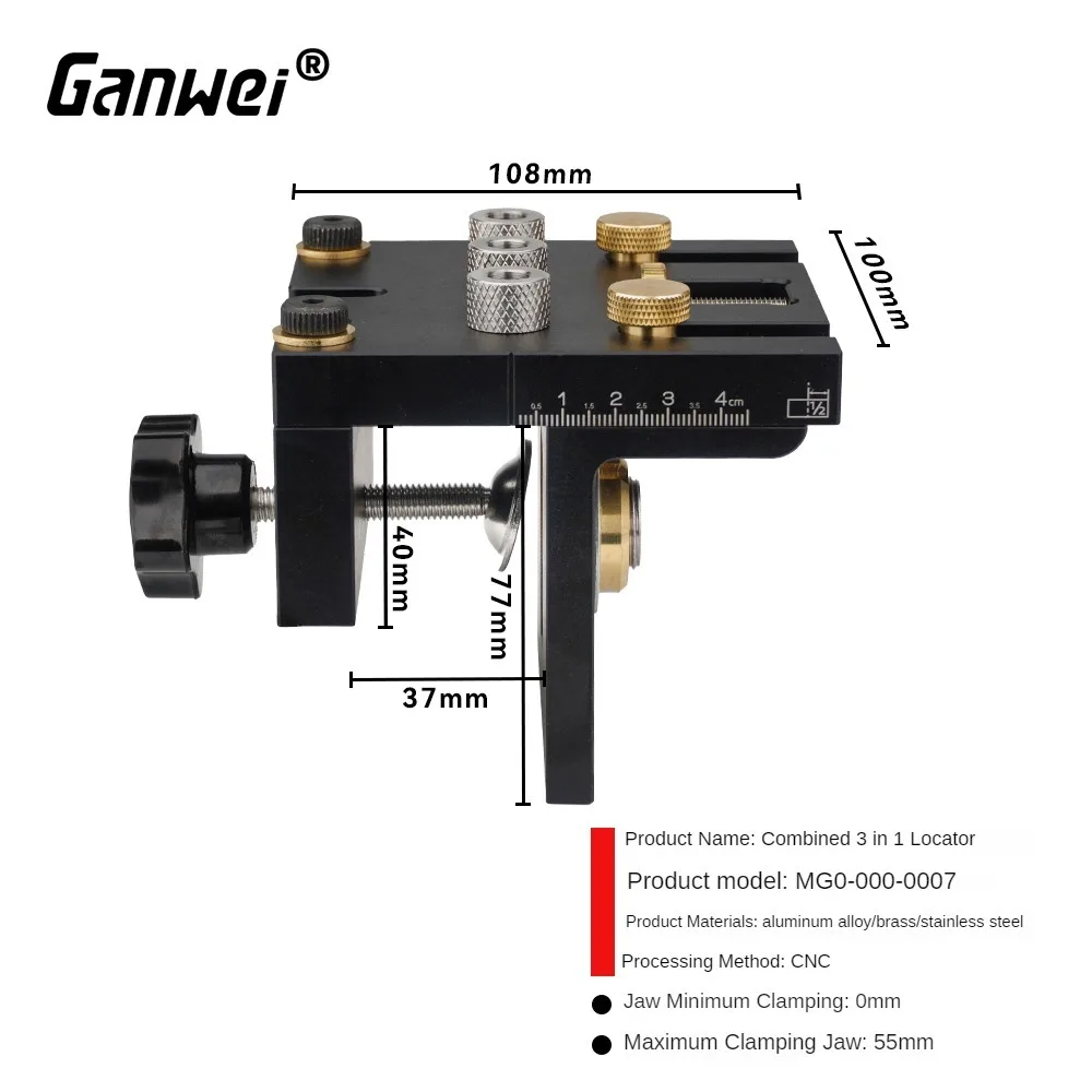 Multifunctional Woodworking Positioning Fixture Kit 3-in-1 for Furniture Connecting Tools Adjustable Drill Guide Puncher Locator