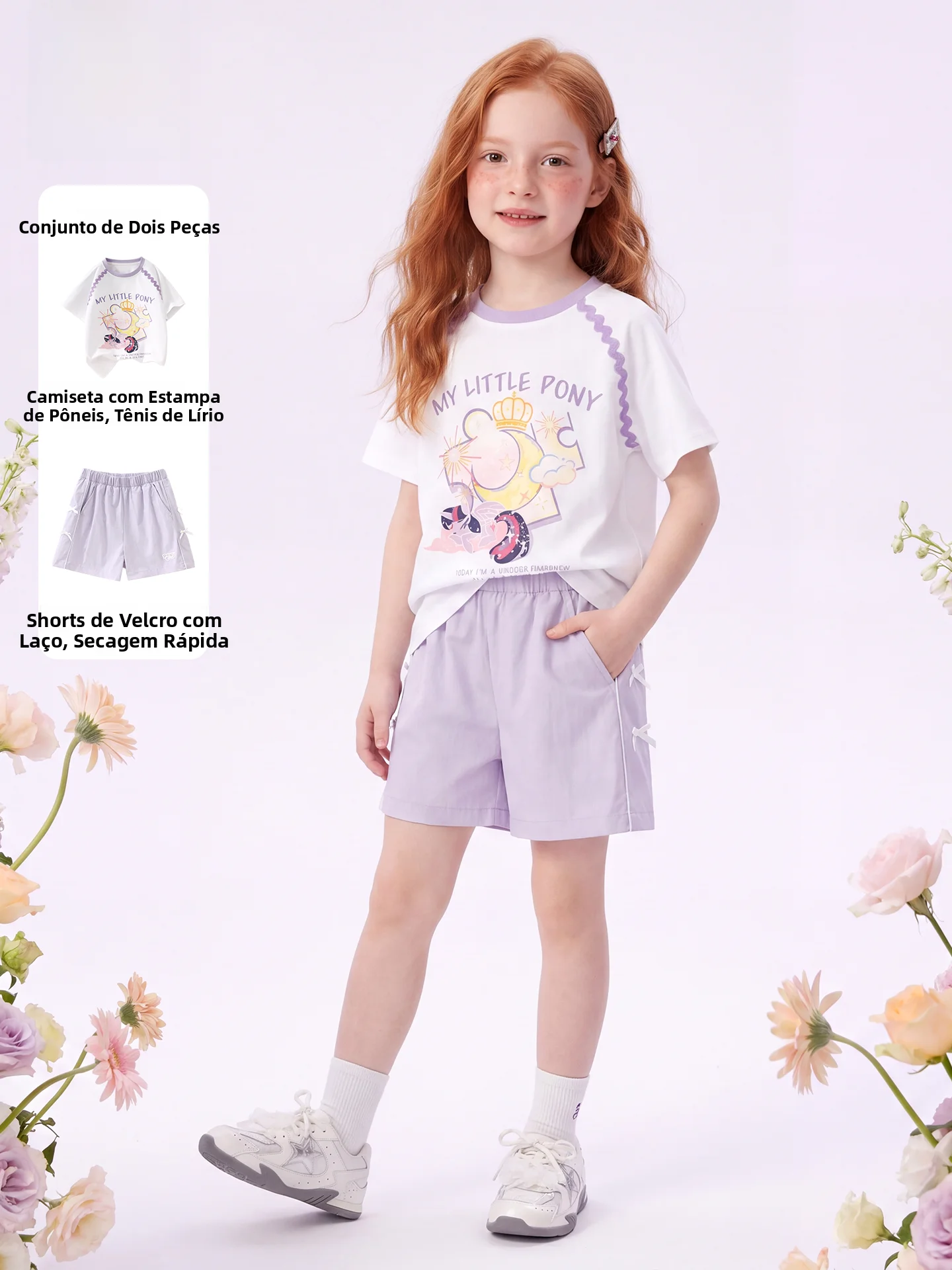 マイリトルポニー女の子夏服半袖-t-シャツとショートパンツ速乾性子供服セットカジュアルスタイルキッズファッション
