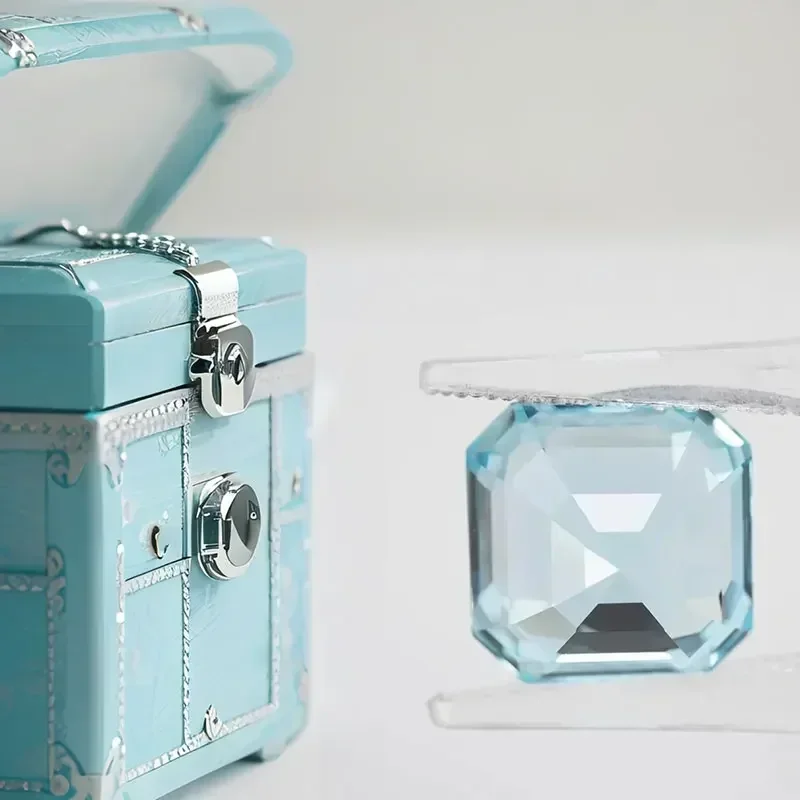 Aquamarine Color Lab Grown Sapphire Asscher Cut DIY Ring Necklace Earrings Main Materials Extremely Shiny Quality Cert