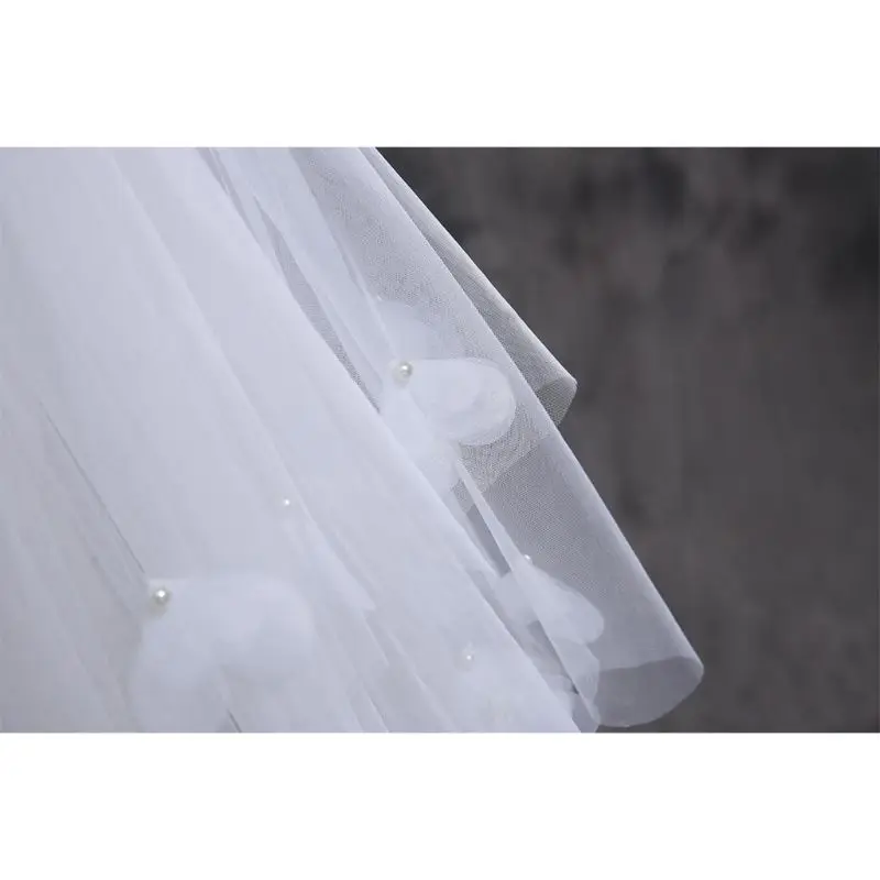 Tulle Wedding Dress Veils White Flowers Multi Layer Super Long Brid