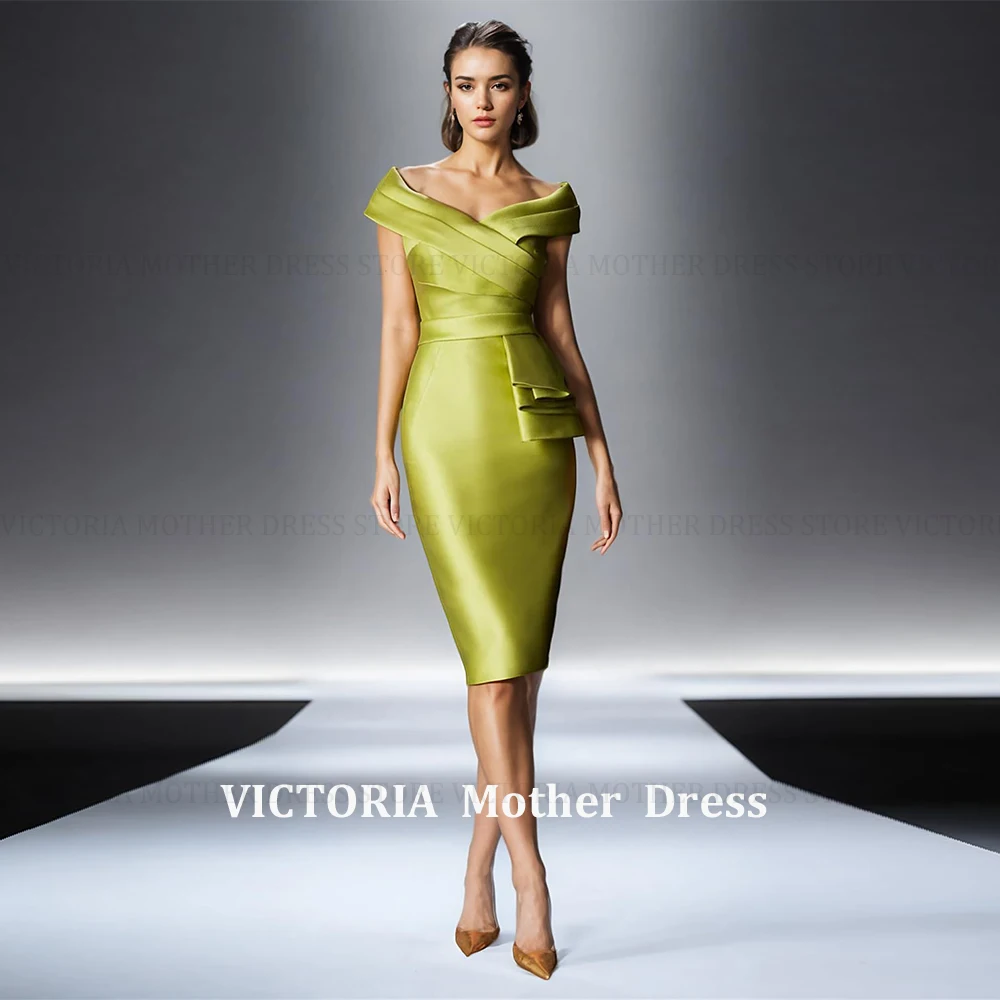 

VICTORIA Elegant Mother of the Bride Dresses Customzied Sheath Off-Shoulder Short Wedding Guest Party Dress Modern Evening Gowns