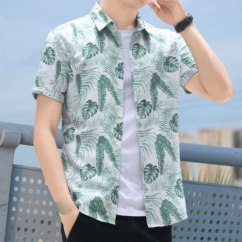 

Fashion Lapel Button All-match Printed Short Sleeve Shirts Men's Clothing 2024 Summer New Loose Korean Tops Casual Shirts