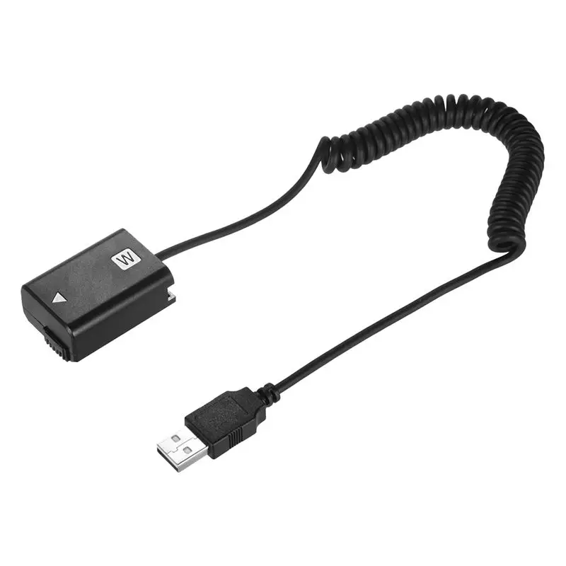 SCLS NP-FW50 Dummy Battery Spring USB Charging Cable for A7 A7R A7S A7M A7II A7S2 A7M2 A7R2 A6500 A6300 DC Coupler