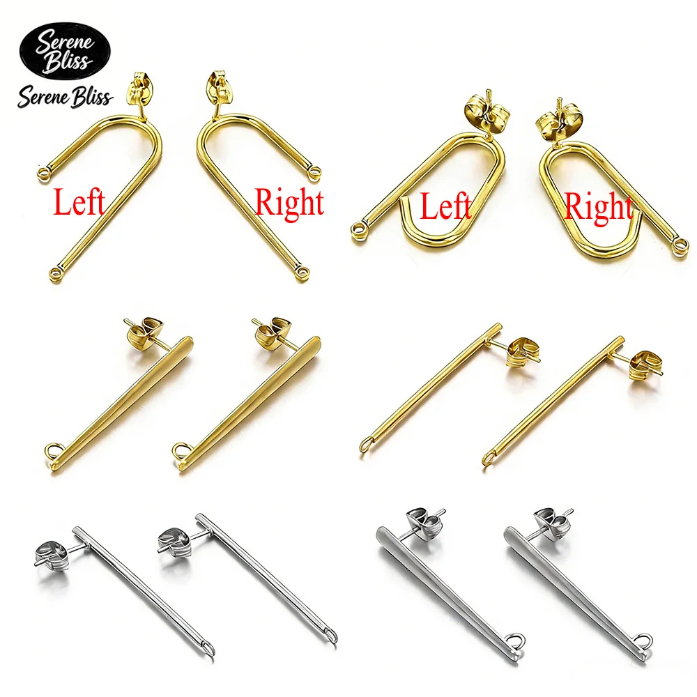 

10pcs Stainless Steel Long Stick Earrings Stud Geometric 18K Gold Plated Connectors DIY Women Jewelry Making Supplies Components