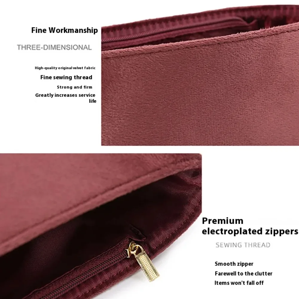 منظم إدراج حقيبة ناعمة لمنظم دعم حقيبة Coach KAY20 باللون الأحمر الخمري لملحقات حقيبة المحفظة