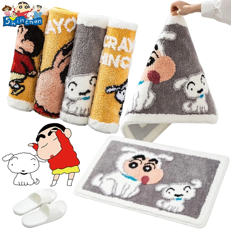 

Crayon Shin-chan Faux Cashmere Floor Mat Kawaii Cartoon Bathroom Absorbent Doormat Kitchen Entranceway Non-Slip Mat Accessories