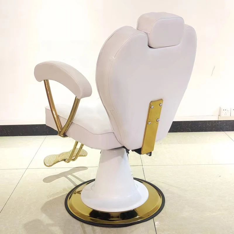 Salon Gold White Hydraulic Gold Pump Fancy Pink White Black Green Styling Barber Chair With Cover