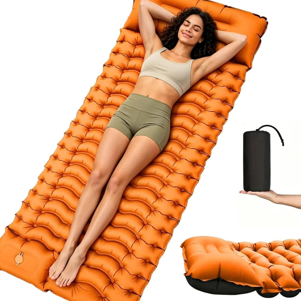 Matelas de couchage gonflable d'extérieur à gonflage rapide + extra épais et anti-crevaison |   Indispensable pour le camping / la randonnée / les pique-niques |   Tapis léger, portable, pliable et résistant à l'humidité |   Équipement de plein air indispensable pour les voyages d'été