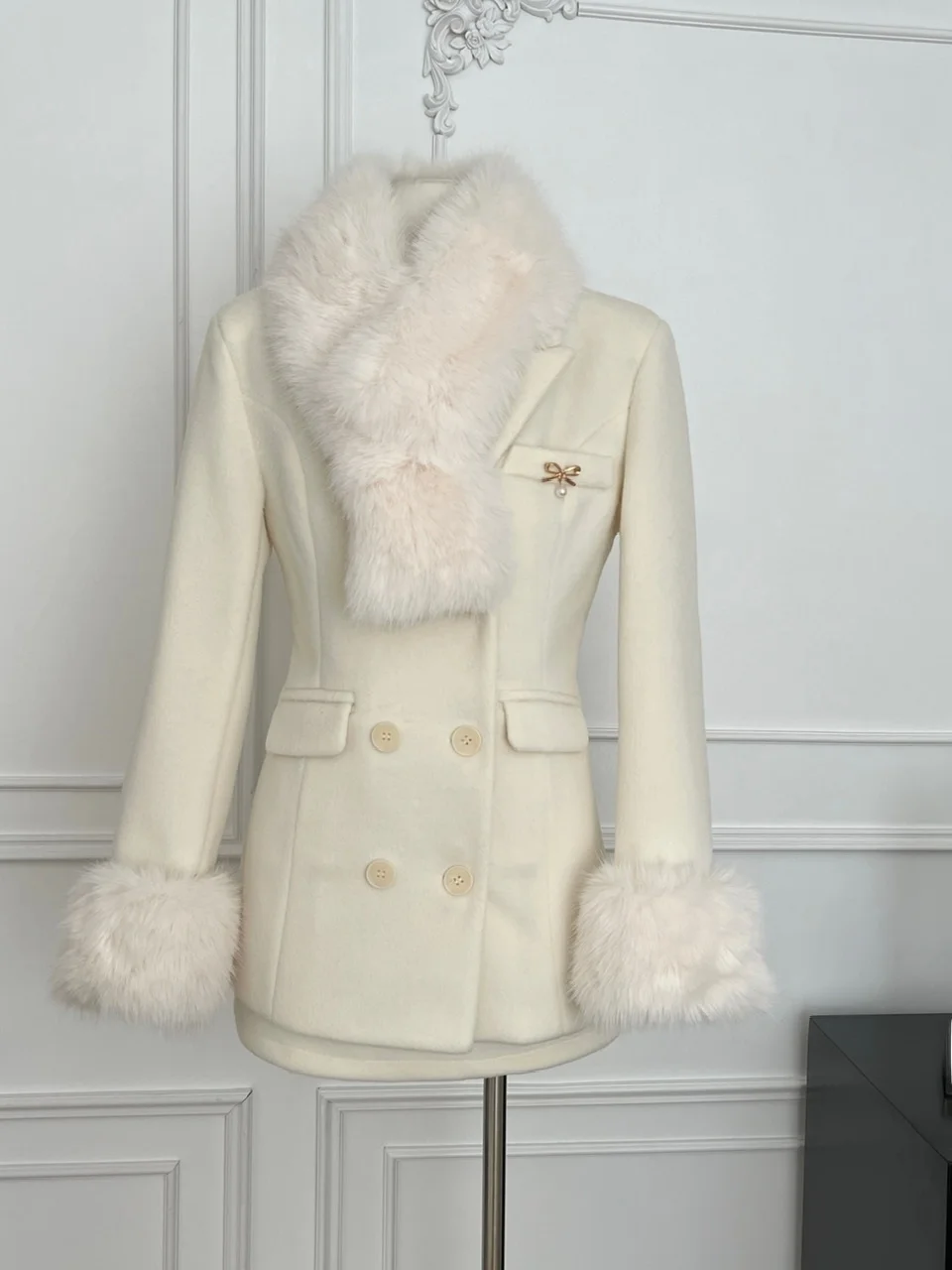 

Женский шерстяной костюм оригинального дизайна на хлопковой подкладке, тяжелое пальто све, юбка для похудения, высокая талия, зимний модный комплект