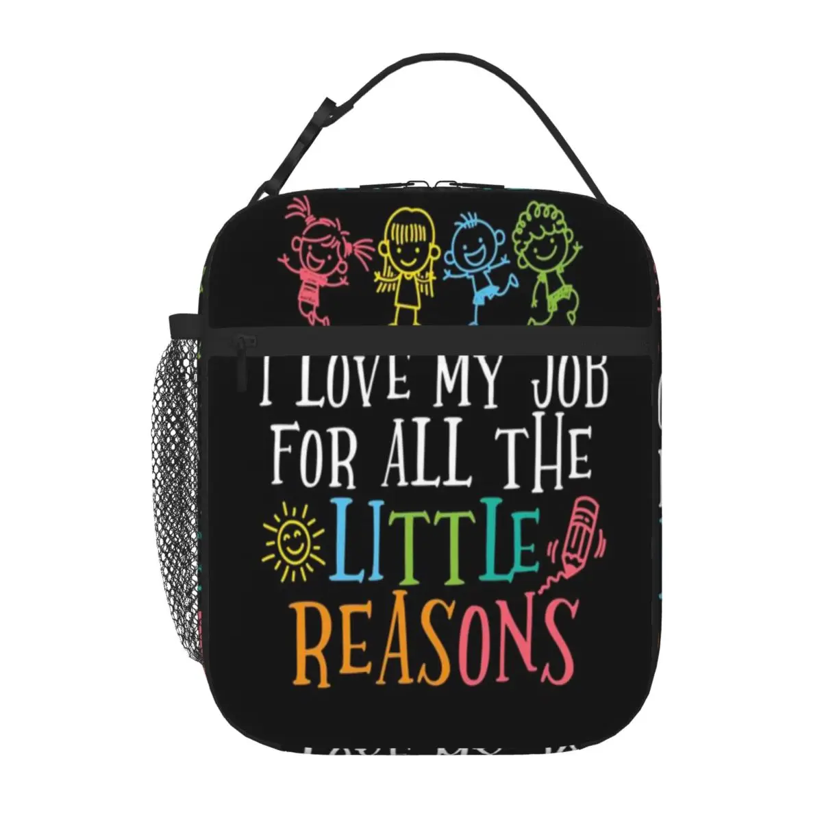 Bestselling I Love My Job For All The Little Reasons Cute Design Cartoon Commuter Lunch Bag Office Break Insulated Snack Tote