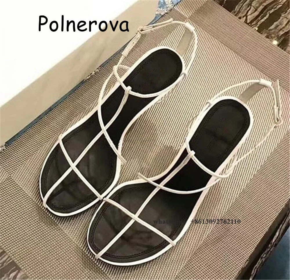 Sandali legati a T String tacchi sottili scarpe da donna cintura con una parola estate Casual fibbia in metallo punta tonda sandali moda retrò da