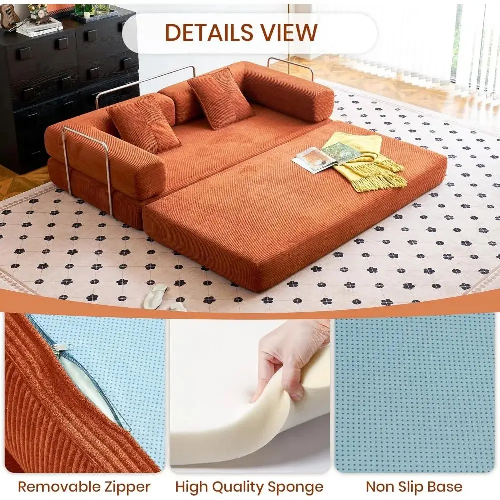 أريكة سرير قابلة للتحويل وسادة أسطوانية سروال قصير مرتبة قابلة للطي أريكة إطار ثابت الشكل أريكة صالة الأريكة غرفة المعيشة غرفة نوم