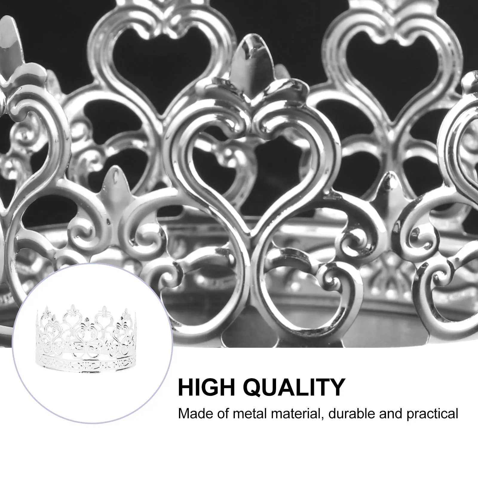 

1Pcs Silver Hollow Iron Cake Crown Decor Exquisite Craftsmanship for Birthday Parties Proms Pageants Special Occasions