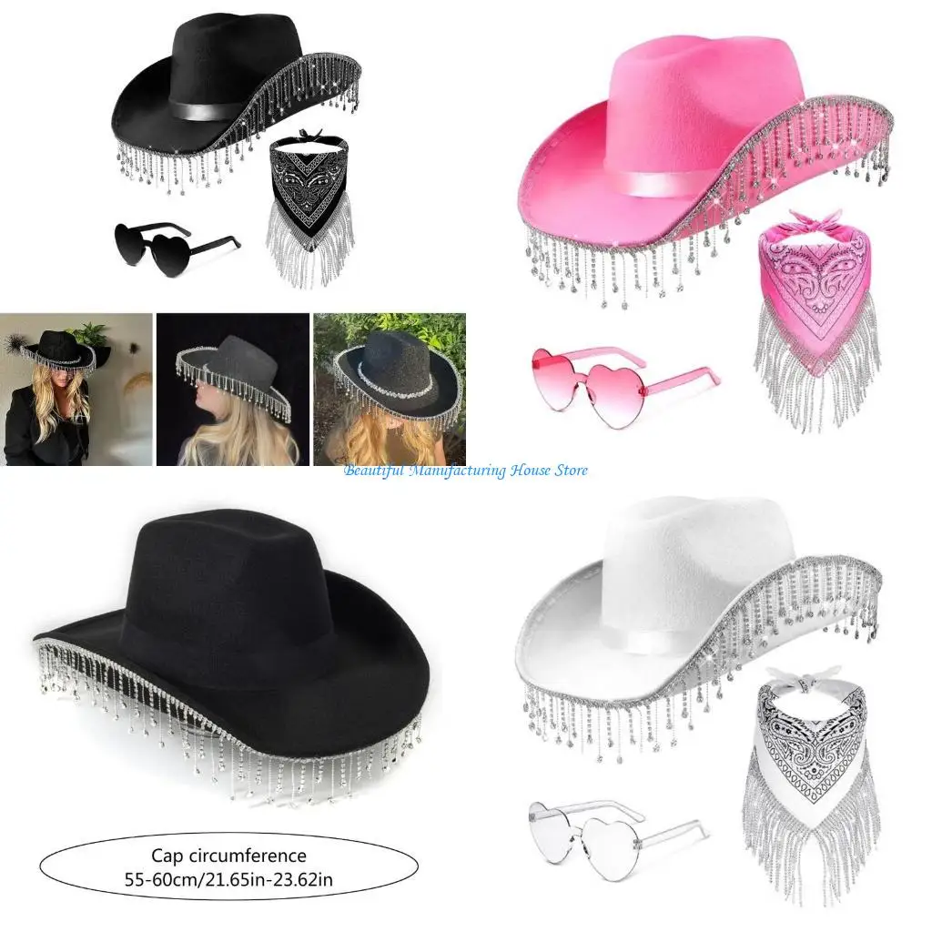 

E56A Западная ковбойская шляпа, банданы, шарф, женский вечерние реквизит для сцены, аксессуары для костюмов