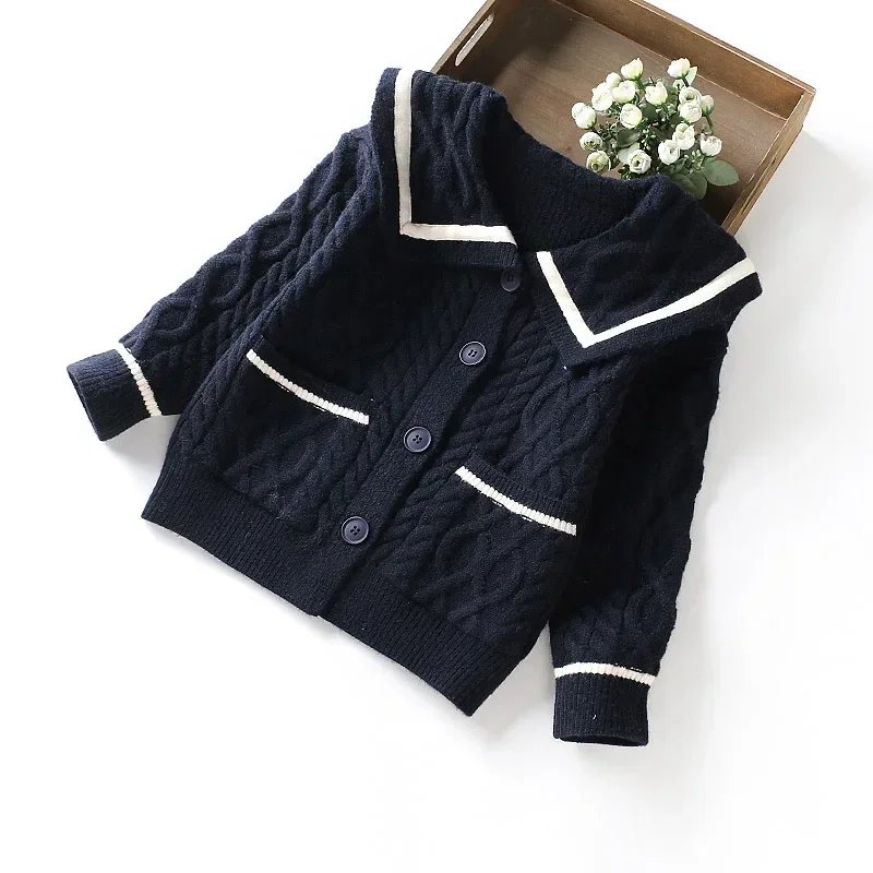 Children Girls Cardigan 2023 New Warm Winter Thick Sweater Clothes Teenager Kids Jacket Girls Spring Autumn Knit Outwear Coat