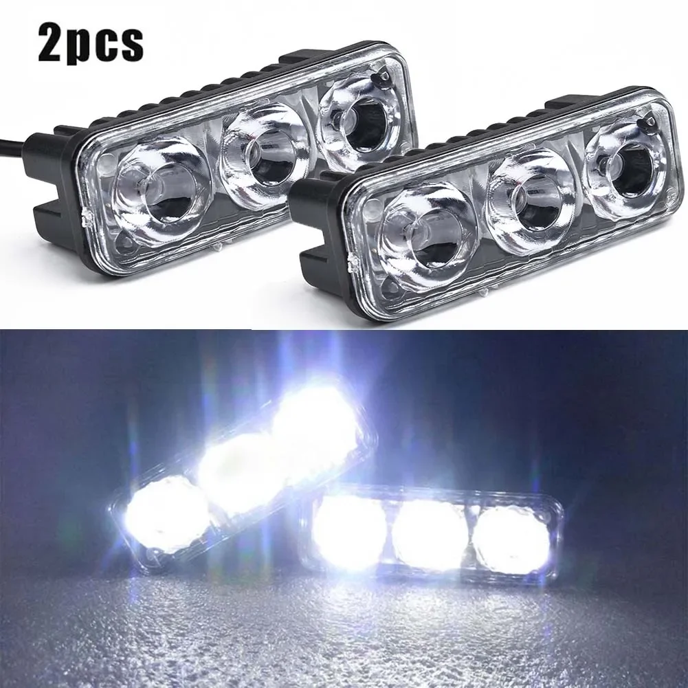 2Pc Car 3LED Super White High Power Work Lights 6000K~7000K DRL Daytime Running Lights Uni Versal LED Fog Lamps Car Accessories