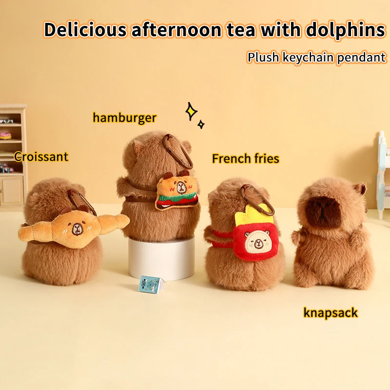 Cartoon Capybara Plush Toy Keychain Cute Stuffed Animals Key Ring Pendant Kawaii Fashion Backpack Decoration Accessories Gifts