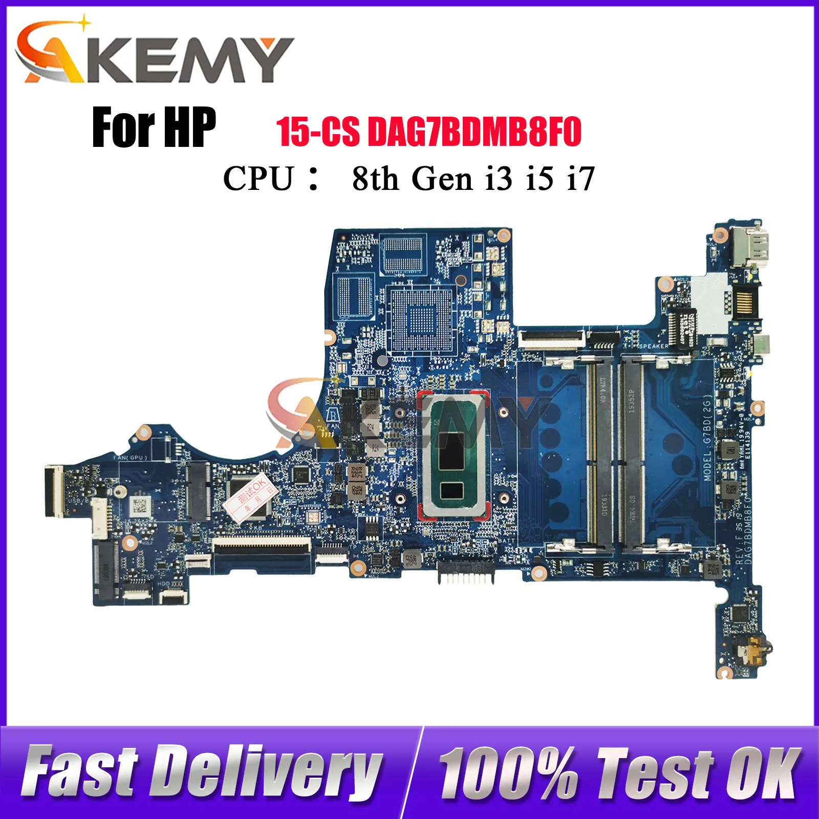 

DAG7BDMB8F0 For HP Pavilion 15-CS 15T-CS Laptop Motherboard L50261-601 L34169-601 With i3 i5 i7 8th Gen CPU 100% Fully Tested