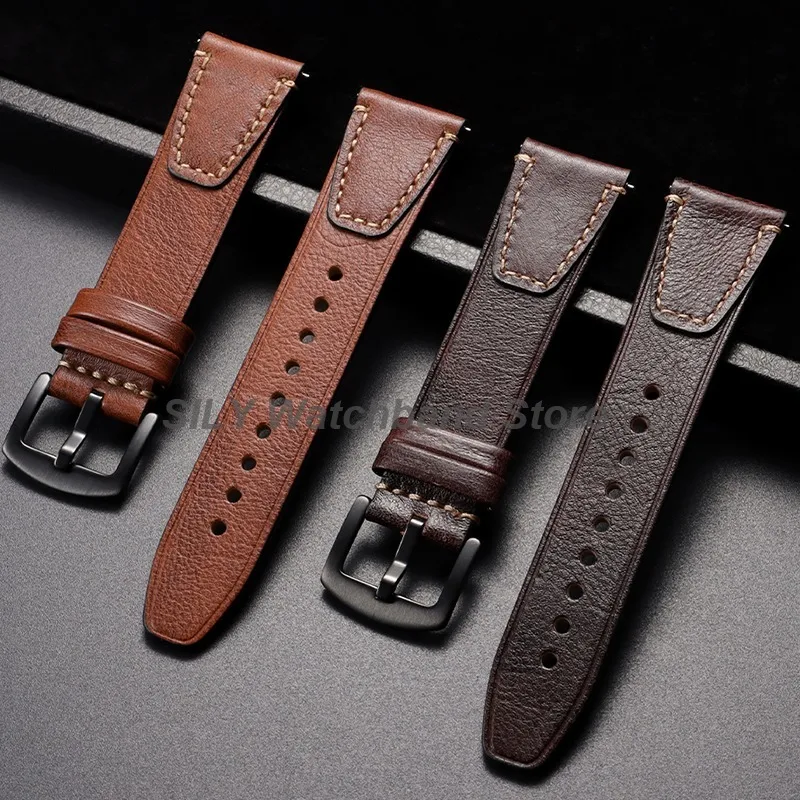 Para Seiko correa de reloj de cuero de liberación rápida para Rolex 18/20/22mm pulseras de pulsera para hombre accesorios de correa de reloj de cuero Universal