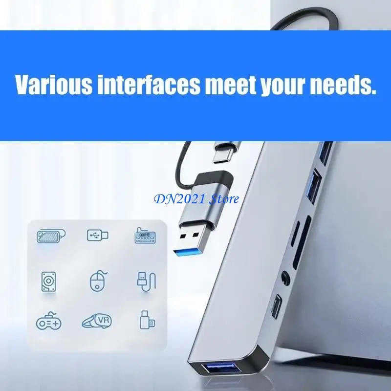

F3KE USB3.0 Hub USB C Hub USB C to 3xUSB2.0+1xUSB3.0+1xType C Card Reader Adapter USB Extender Docking Station for PC