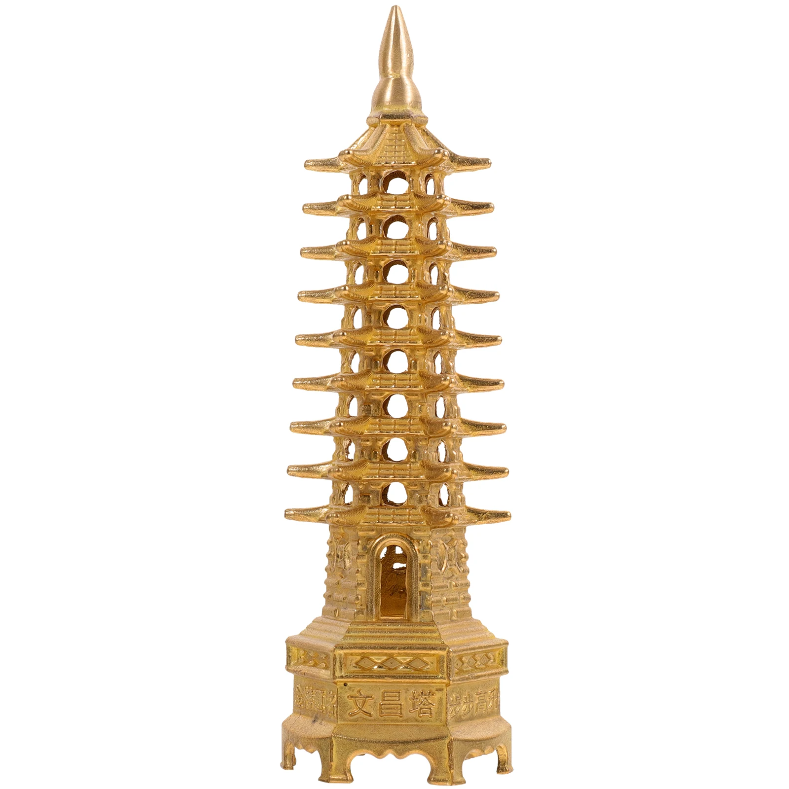 

Retro Copper Wenchang Pagoda Statue Multifunctional Home Office Decor Tabletop Gift Vintage Chinese Tower Model