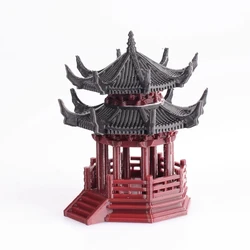 Octagonal Pavilion Rockery Landscape Bonsai Ancient Architecture Model Micro-landscape Garden Decoration Fairy Garden Miniatures