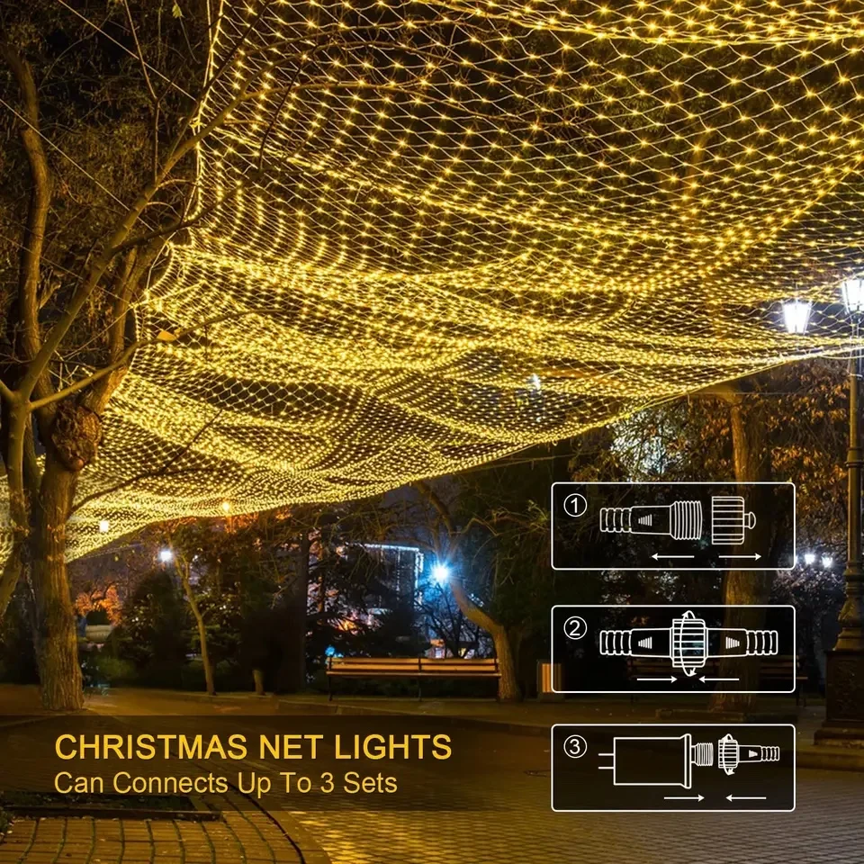 LED Fishing Net Light Outdoor Waterproof Street Tree Decoration Light Wedding Festival Mesh Light Christmas Decorations Lamp