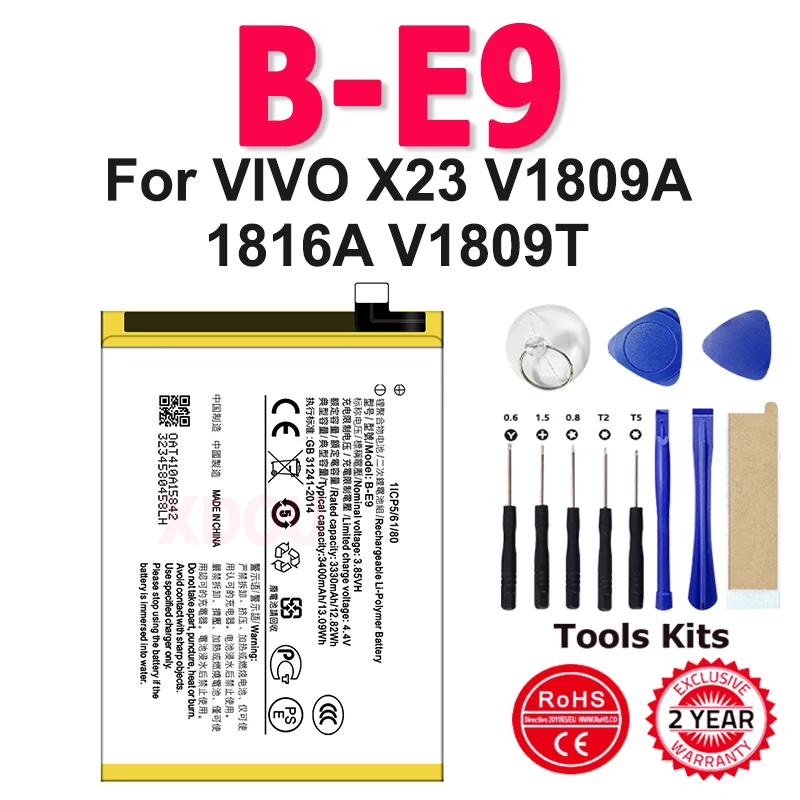 

New B-E9 Replacement Battery For VIVO V1809,V1809A,V1809T, VIVO X23 Dual SIM, VIVO X23 Dual SIM TD-LTE B-E9 + Free Tools